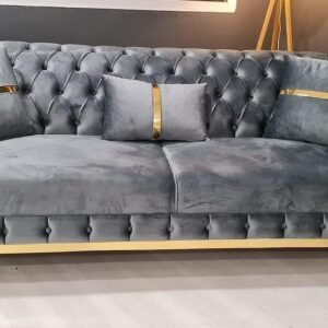 Stel Alma driezitter bank + 2 fauteuils in lichtgrijs in