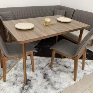 Keukenhoek, tafel en stoelen in Bronx-grijs