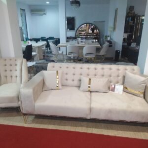 STEL LEON IN VOOR 2 PERSONEN. DRIEVOUDIGE BANK + 1 STUK. FAUTEUIL