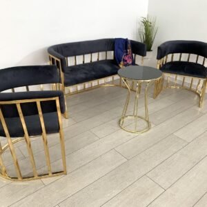 LUCY SOFA SET MET 2 FAUTEUILS DONKERGRIJS
