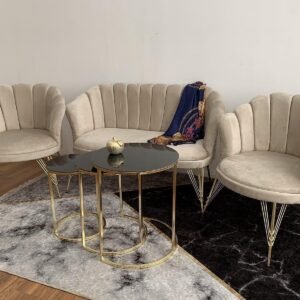 MARGARITA bankset met 2 beige fauteuils