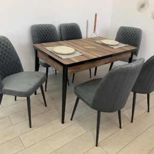 AMORA tafelset en stoel KARLA donkergrijs