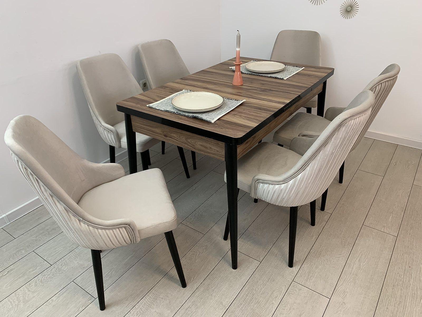 Set van tafel AMORA en tafel JANET beige