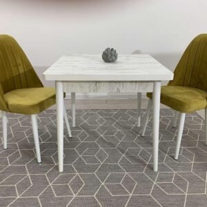 ANTIEK tafelset 80x80 cm en stoel NEW YORK mosterd