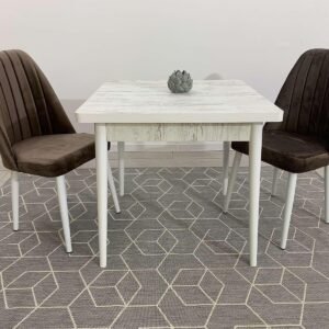 Tafelset ANTIEK 80x80 cm en stoel NEW YORK bruin