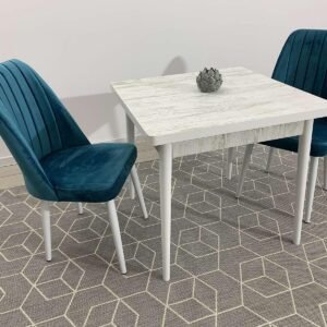 ANTIEK tafelset 80x80 cm en stoel NEW YORK turquoise