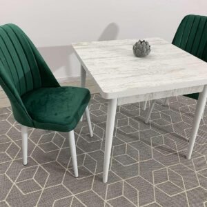 ANTIEKE tafelset 80x80 cm en stoel NEW YORK groen