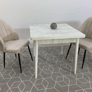 Set van ANTIEKE tafel 80x80 cm en ROMA beige tafel