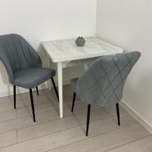 Dektafel ANTIK 80x80 cm en stoel ROMA grijs