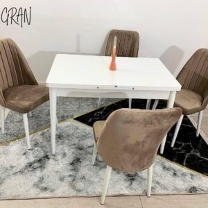 Tafeldek Antiek Wit 110 cm en stoel NEW YORK cappuccino
