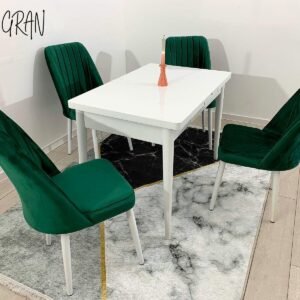 Tafelset Antiek Wit 110 cm en stoel NEW YORK groen