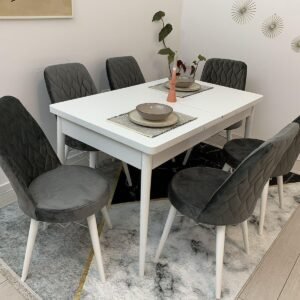 Tafelset ANTIEK WIT en stoel VIVA donkergrijs