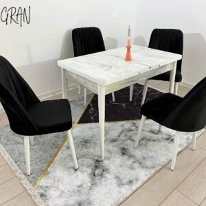 Antieke luxe tafelset 110 cm en stoel NEW YORK zwart