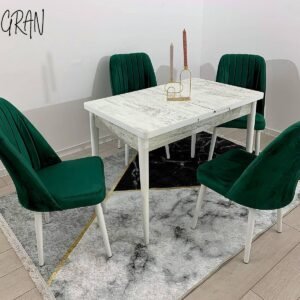 Antieke luxe tafelset 110 cm en stoel NEW YORK groen
