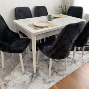 ANTIEK LUXE tafelset en stoel LATINA donkergrijs