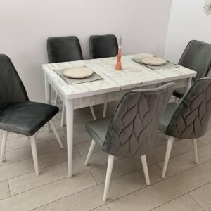 ANTIEK LUXE tafelset en stoel LINA donkergrijs