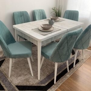 ANTIEK LUXE tafelset en stoel MOOIE turquoise