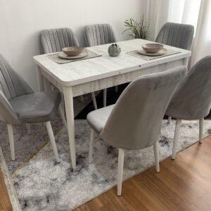 ANTIEK LUXE tafelset en stoel NEW YORK lichtgrijs