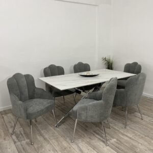 SET TAFEL, AURA EN STOEL FLORINA GRIJS VAN KLEUR