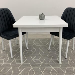 Tafel set WIT 80x80 cm en stoel NEW YORK antraciet