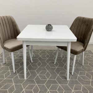 Tafeldek WIT 80x80 cm en stoel NEW YORK cappuccino