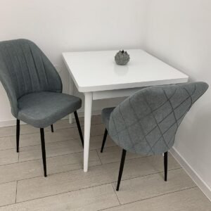 Tafelset WIT 80x80 cm en stoel RUMA grijs