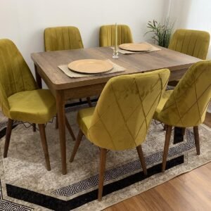 BAROQUE tafelset en stoel MOOIE mosterd