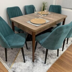 BAROQUE LUXE tafelset en stoel NEW YORK turquoise