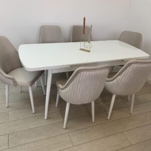 Tafelset BIANCA en stoel JANET beige
