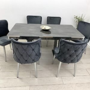 TAFELSET DANTE EN STOELHEER LUXE DONKERGRIJZE KLEUR