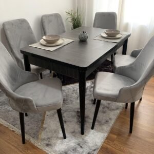 Tafeldek LOTUS LUX en stoel LATINA lichtgrijs