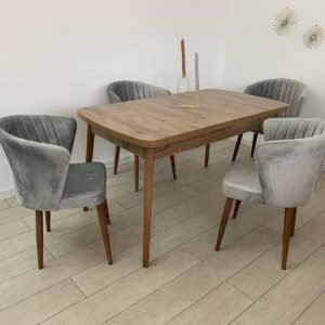 MARONE tafelset en VENUS stoel lichtgrijs