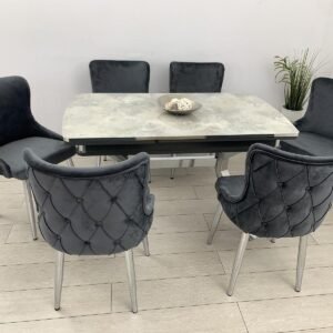 DEKTAFEL OLYMPIA EN STOELHEER LUXE DONKERGRIJZE KLEUR
