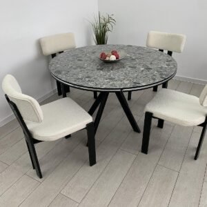 TAFELDEK OLIJF EN STOEL DARA KLEUR CRÈME