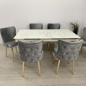 TAFELDEK SARAH EN STOELHEER LUXE LICHTGRIJS VAN KLEUR