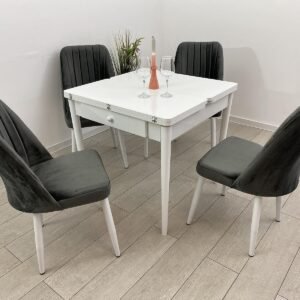Tafelset VEGA WIT en stoel NEW YORK kleur donkergrijs grafiet