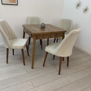 Tafeldek VEGA en stoel NEW YORK champagne