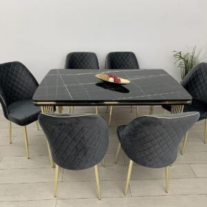 TAFELDEK VENUS EN STOEL LYDIA DONKERGRIJZE KLEUR