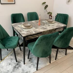Set van marmeren tafel LARISSA en stoel NEW YORK groen