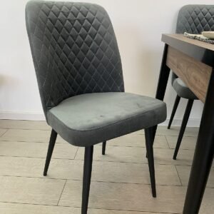set van 6 stoelen, Carla donkergrijs met zwarte poten