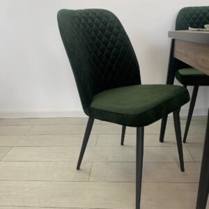 Set van 6 stoelen Carla donkergroen met zwarte poten
