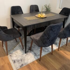 Luxe MINA tafelset en stoel MODENA LUXURY grafiet