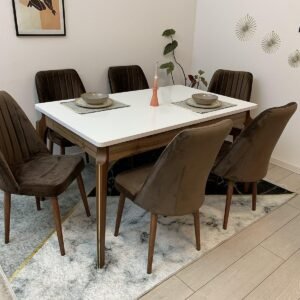 tafel ANNA WHITE EN WALNUT, voorzitter NEW YORK brown
