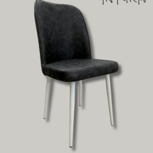Set van 6 stoelen Prima donkergrijs met witte poten