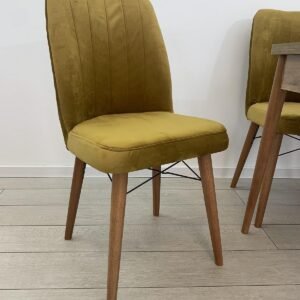 Set van 6 stoelen Vanessa mosterd met bruine poten