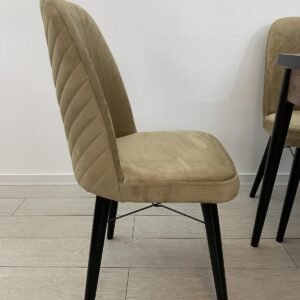 Set van 6 stoelen Vanessa cappuccino met zwarte poten