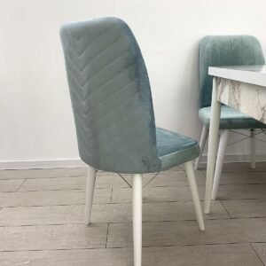 Set van 6 stoelen Vanessa turquoise met witte poten