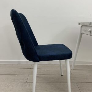 Set van 6 stoelen Donna donkerblauw met witte poten