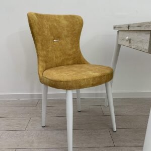 Set van 6 stoelen Grace kleur mosterd met witte poten