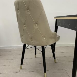 Set van 6 stoelen Laura beige met zwarte poten